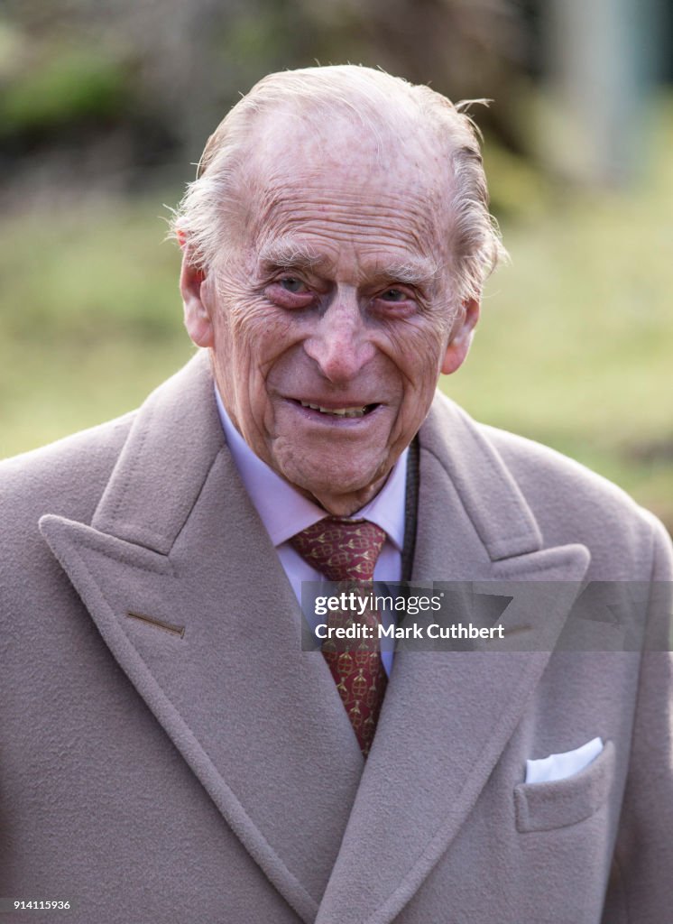 Queen Elizabeth II Attends Sunday Church Service