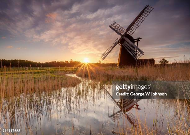 herringfleet windmill - norfolk broads stock pictures, royalty-free photos & images