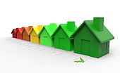 Multi colored houses energy efficiency directive concept