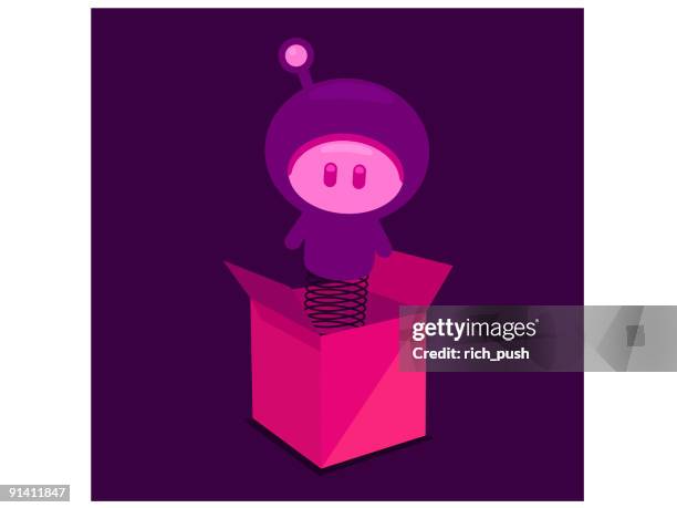 rocket boy jack-in-a-box - jack in the box stock illustrations