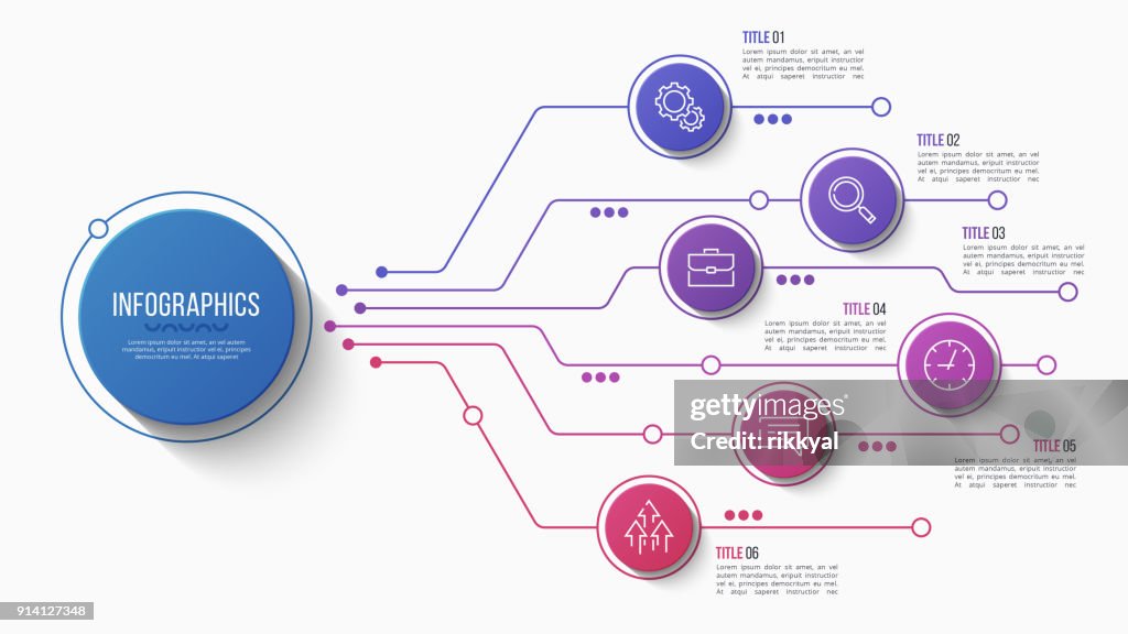 Vector 6 options infographic structure chart