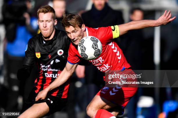 Mike van Duinen of Excelsior, Robin van der Meer of FC Utrecht during the Dutch Eredivisie match between Excelsior v FC Utrecht at the Van Donge & De...