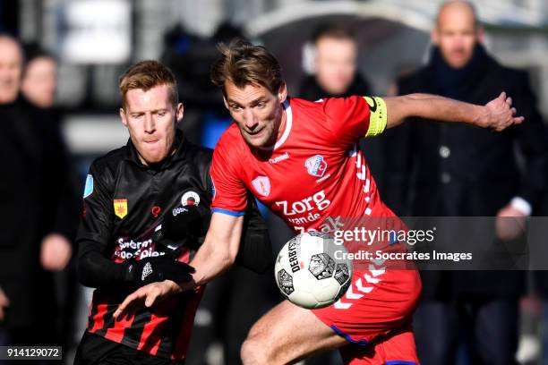 Mike van Duinen of Excelsior, Robin van der Meer of FC Utrecht during the Dutch Eredivisie match between Excelsior v FC Utrecht at the Van Donge & De...