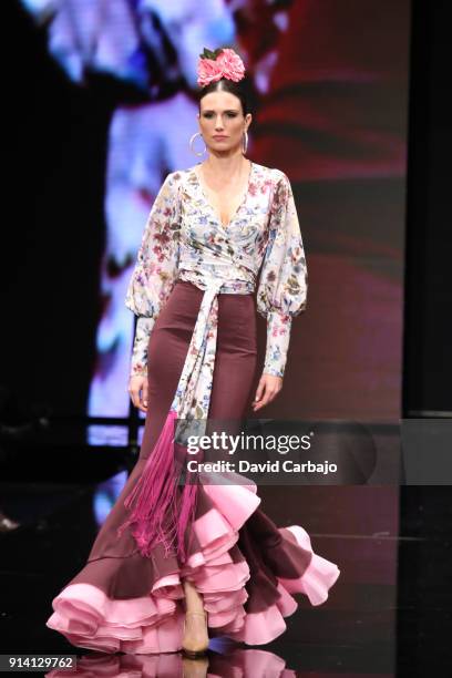 Model walks the runway wearing designs by Pilar Rubio during day three of Simof 2018 on February 3, 2018 in Seville, Spain.