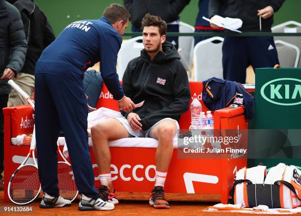 Cameron Norrie of Great Britain after his loss to Albert Ramos-Vinolas of Spain during day three of the Davis Cup World Group first round match...