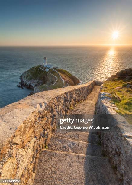 summer at south stack lighthouse - anglesey wales stock-fotos und bilder