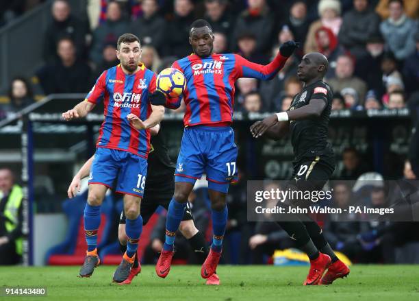 Crystal Palace's Christian Benteke controls the ball under pressure from Newcastle United's Mohamed Diame during the Premier League match at Selhurst...