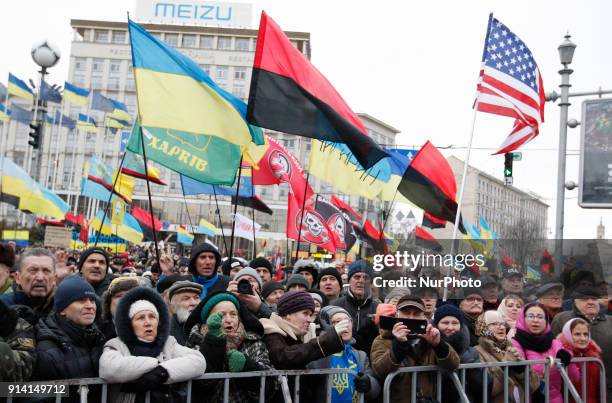 Supporters of former Georgian President and Ukrainian opposition figure Mikheil Saakashvili attend a protest with demand the impeachment of President...