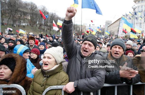 Supporters of former Georgian President and Ukrainian opposition figure Mikheil Saakashvili attend a protest with demand the impeachment of President...