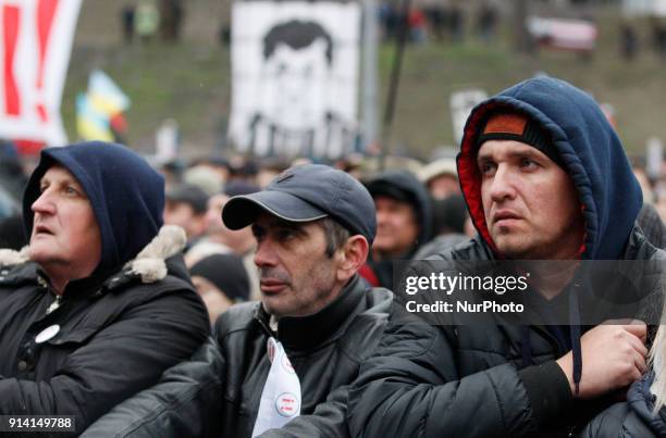 Supporters of former Georgian President and Ukrainian opposition figure Mikheil Saakashvili attend a protest with demand the impeachment of President...