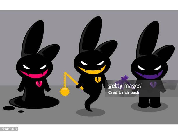evil rabbit character - evil rabbit stock illustrations