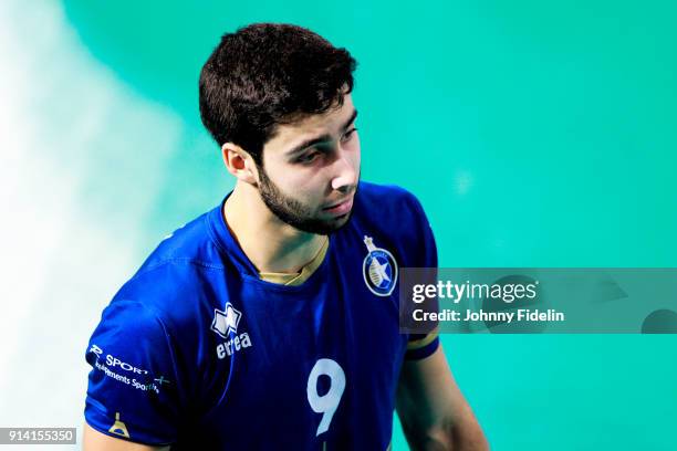 Valentin Bouleau of Paris Volley during the Ligue A match between Paris and Ajaccio on February 3, 2018 in Paris, France.