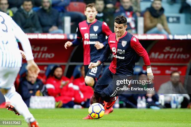 Diego Farias of Cagliari in action during the serie A match between Cagliari Calcio and Spal at Stadio Sant'Elia on February 4, 2018 in Cagliari,...