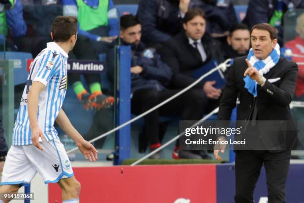 Leonardo Simplici coach of Spal reacts during the serie A match between Cagliari Calcio and Spal at Stadio Sant'Elia on February 4, 2018 in Cagliari,...