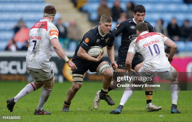 Jack Willis of Wasps during the Anglo-Welsh Cup match between Wasps and Leicester Tigers at Ricoh Arena on February 4, 2018 in Coventry, England.