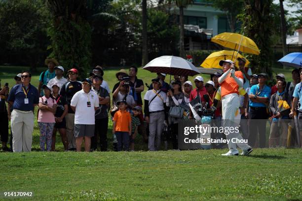 Panchara Khongwatmai of Thailand in action during day four of the Maybank Championship Malaysia at Saujana Golf and Country Club on February 4, 2018...