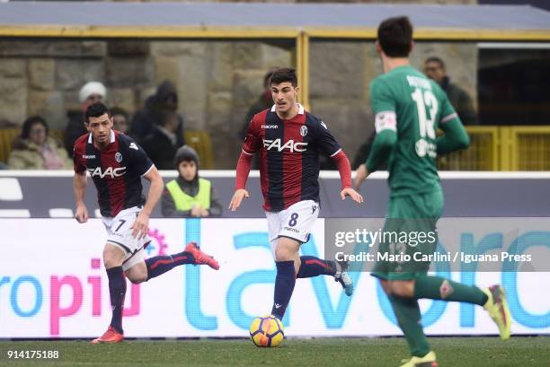 Riccardo Orsolini of Bologna FC in action during the serie A match between Bologna FC and ACF Fiorentina at Stadio Renato Dall'Ara on February 4,...