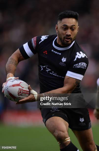 Quentin Laulu-Togaga'e of Toronto Wolfpack in action during the Betfred Championship match between Leigh Centurions and Toronto Wolfpack on February...