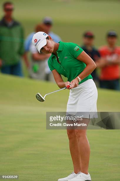 Lorena Ochoa of Mexico watches her putt on the second hole during final round play in the Navistar LPGA Classic at the Robert Trent Jones Golf Trail...