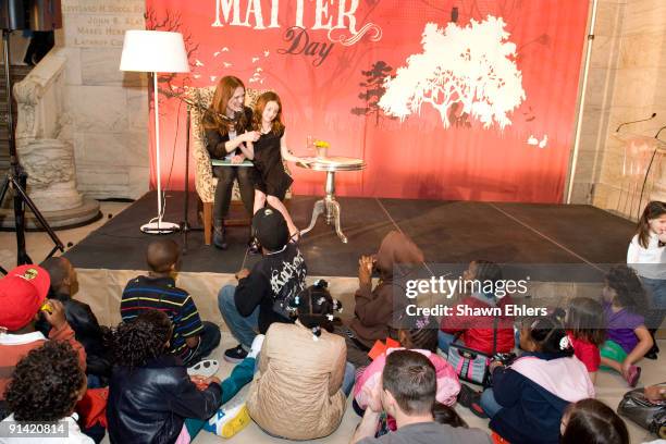 Actress Julianne Moore and her daughter Liv Freundlich attend Make It Matter Day in support of literacy and education at The New York Public Library...