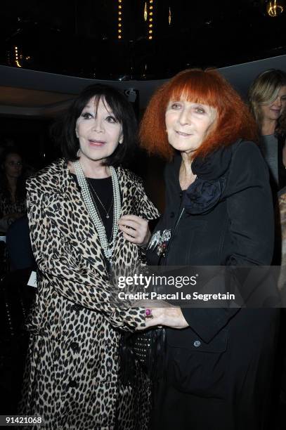 Juliette Greco and Sonia Rykiel attend the Sonia Rykiel Pret a Porter show as part of the Paris Womenswear Fashion Week Spring/Summer 2010 at...