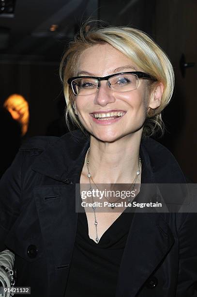 Evelina Khromchenko attends the Sonia Rykiel Pret a Porter show as part of the Paris Womenswear Fashion Week Spring/Summer 2010 at Boutique Rykiel on...