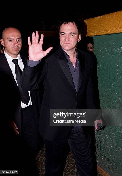 Filmmaker Quentin Tarantino waves during the Morelia International Film Festival at the Cinepolis on October 3, 2009 in Morelia, Mexico.