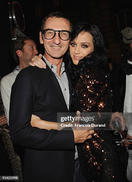 Katy Perry and Bruno Frisoni attend the Bruno Frisoni 10th Anniversary Cocktail Party, as part of Paris Fashion Week Spring/Summer 2010, on October...