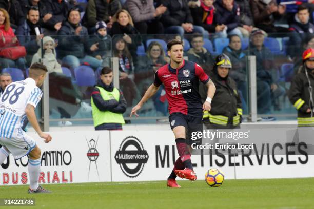 Luca Cepitelli of Cagliari in action during the serie A match between Cagliari Calcio and Spal at Stadio Sant'Elia on February 4, 2018 in Cagliari,...