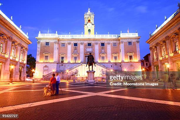 piazza del campidoglio in rome, italy - capitoline museums stock pictures, royalty-free photos & images