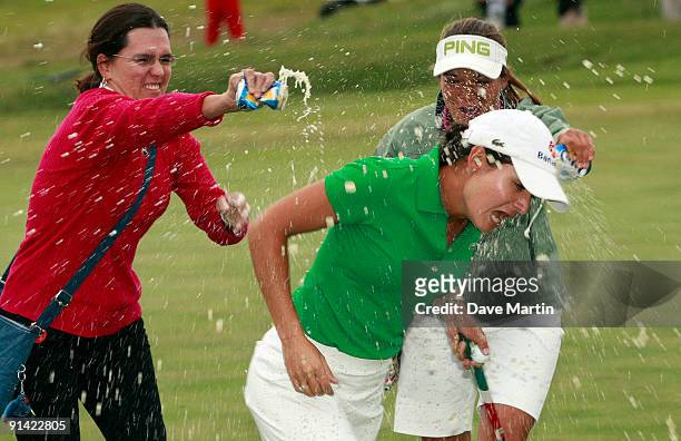 Lorena Ochoa of Mexico gets doused by friends after winning the Navistar LPGA Classic at the Robert Trent Jones Golf Trail at Capitol Hill on October...
