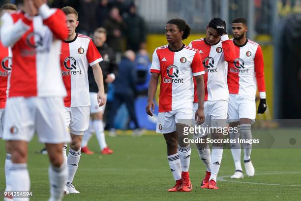 Tyrell Malacia of Feyenoord, Jean Paul Boetius of Feyenoord , Jeremiah St Juste of Feyenoord during the Dutch Eredivisie match between VVVvVenlo -...