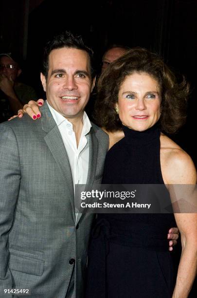Actors Mario Cantone and Tovah Feldshuh attends the "Wishful Drinking" Broadway opening night at Studio 54 on October 4, 2009 in New York City.