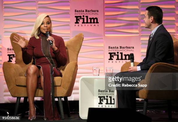 Mary J. Blige speaks onstage at the Virtuosos Award Presented By UGG during The 33rd Santa Barbara International Film Festival at Arlington Theatre...