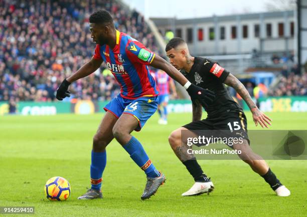 Crystal Palace's Timothy Fosu-Mensah and Newcastle United's Kenedy during Premier League match between Crystal Palace and Newcastle United at...