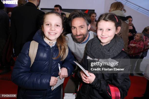 Benjamin Sadler with fans during the premiere of 'Wendy 2 - Der Film' at Cinedom on February 4, 2018 in Cologne, Germany.