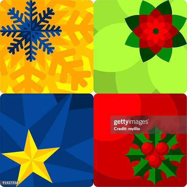 christmas icons - winterberry holly stock illustrations