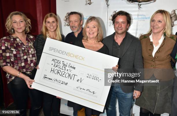 Claudia Jung, Anke Huber, Michael Roll, Jutta Speidel, Miro Vorbauer and Beate Merk during the Eagles New Year's Reception on February 4, 2018 in...