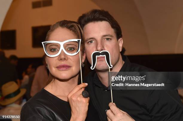 Actress Doreen Dietel and her partner Tobias Guttenberg during the Eagles New Year's Reception on February 4, 2018 in Rottach-Egern, Germany.