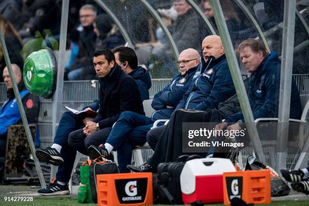 Coach Giovanni van Bronckhorst, assistant trainer Jean-Paul van Gastel of Feyenoord, assistant trainer Jan Wouters of Feyenoord, Bas van Noortwijk...