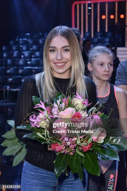 Bianca Heinicke alias Bibi during the TV Show 'Klein gegen Gross' on February 4, 2018 in Berlin, Germany.