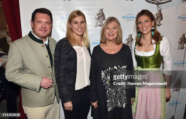 Peter Hubert, Anke Huber, Jutta Speidel and Caterina Hubert during the Eagles New Year's Reception on February 4, 2018 in Rottach-Egern, Germany.