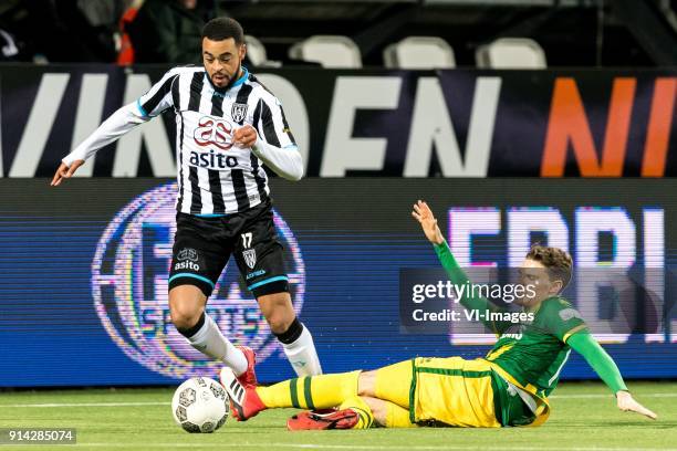 Brandley Kuwas of Heracles Almelo, Danny Bakker of ADO Den Haag during the Dutch Eredivisie match between Heracles Almelo and ADO Den Haag at Polman...