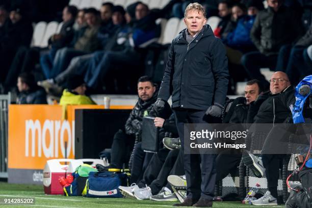 Coach Fons Groenendijk of ADO Den Haag during the Dutch Eredivisie match between Heracles Almelo and ADO Den Haag at Polman stadium on February 03,...