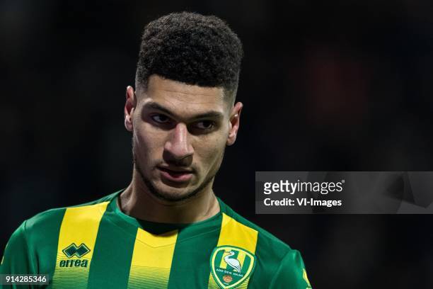 Bjorn Johnsen of ADO Den Haag during the Dutch Eredivisie match between Heracles Almelo and ADO Den Haag at Polman stadium on February 03, 2018 in...