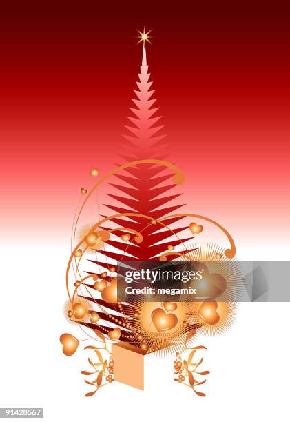 xmas tree card. - empty gift box open stock illustrations