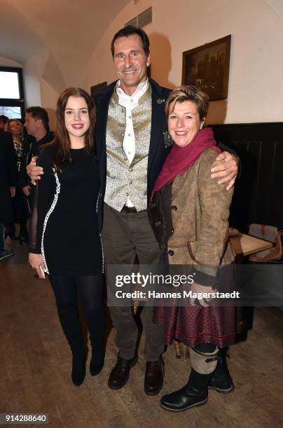 Lina Heute, Lars Riedel and Heike Bachert during the Eagles New Year's Reception on February 4, 2018 in Rottach-Egern, Germany.