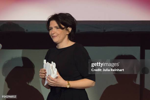 Filmmaker Christina Pinheiro accepts the The Ingmar Bergman International Debut Award at the Dragon Award Ceremony at the Gothenburg International...