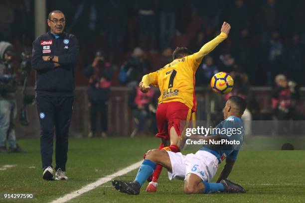 Of Napoli vies MARCO D'ALESSANDRO of Benevento Calcio during the Italian Serie A football match SSC Napoli vs Benevento Calcio at Ciro Vigorito...