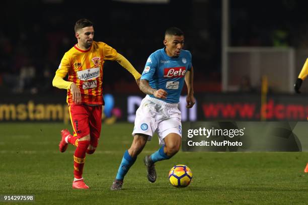 Of Napoli vies MARCO D'ALESSANDRO of Benevento Calcio during the Italian Serie A football match SSC Napoli vs Benevento Calcio at Ciro Vigorito...